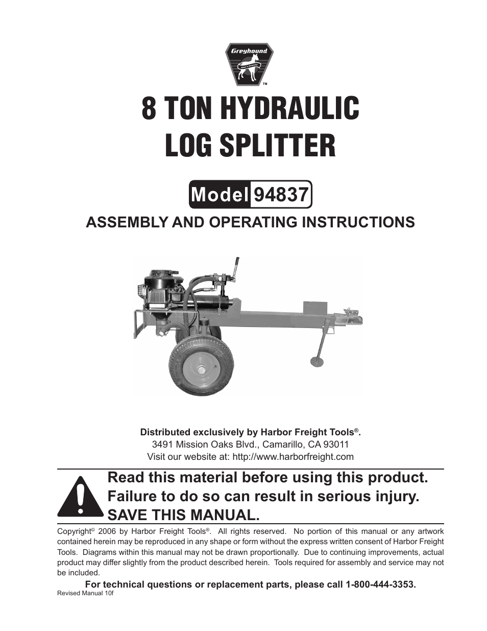 Harbor Freight Tools 94837 User Manual | 12 pages