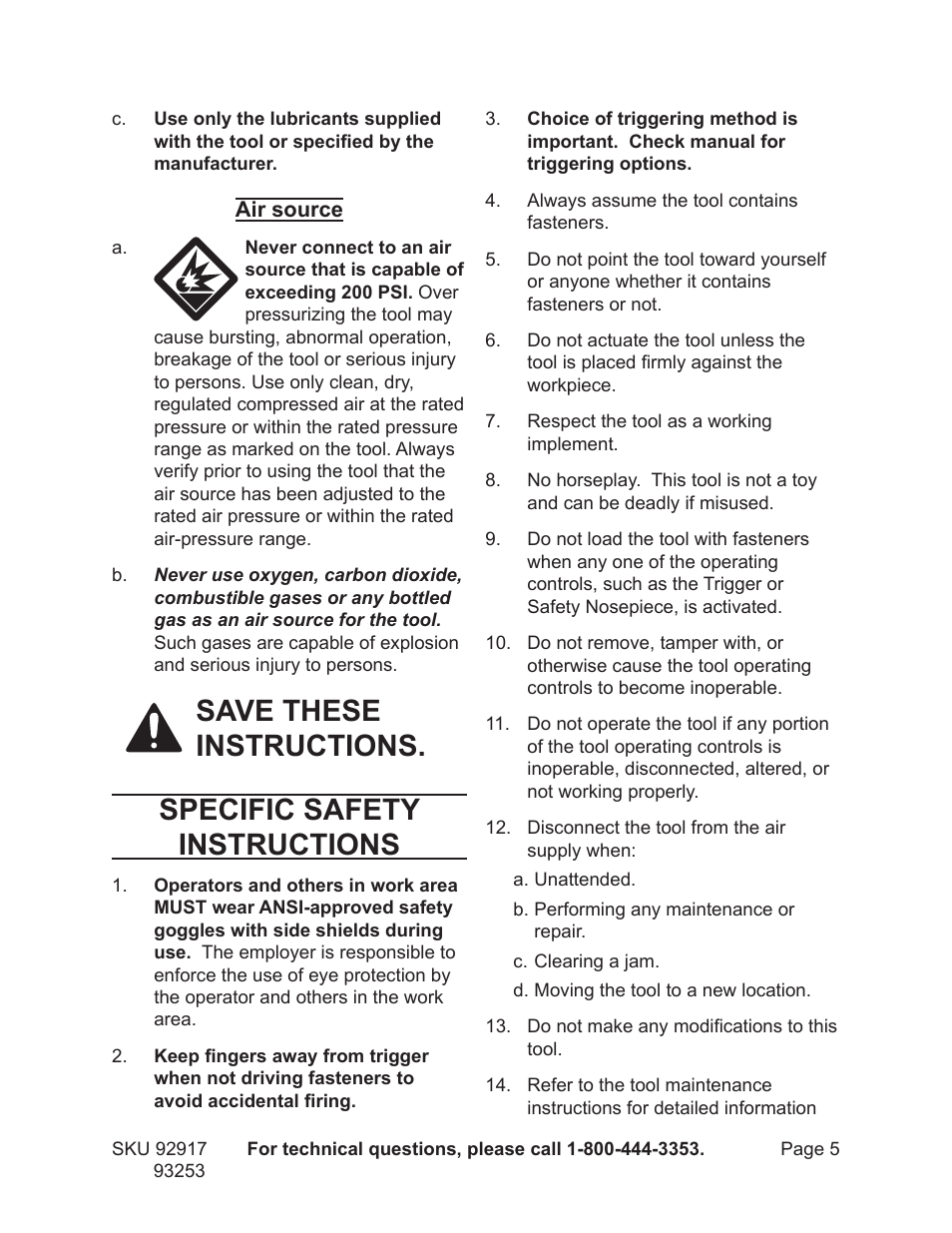 Harbor Freight Tools 92917 User Manual | Page 5 / 20