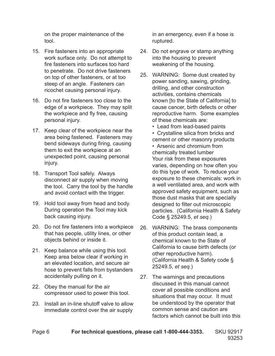 Harbor Freight Tools 92917 User Manual | Page 6 / 20