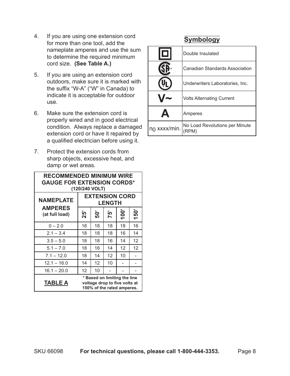 Symbology | Harbor Freight Tools 66098 User Manual | Page 8 / 13