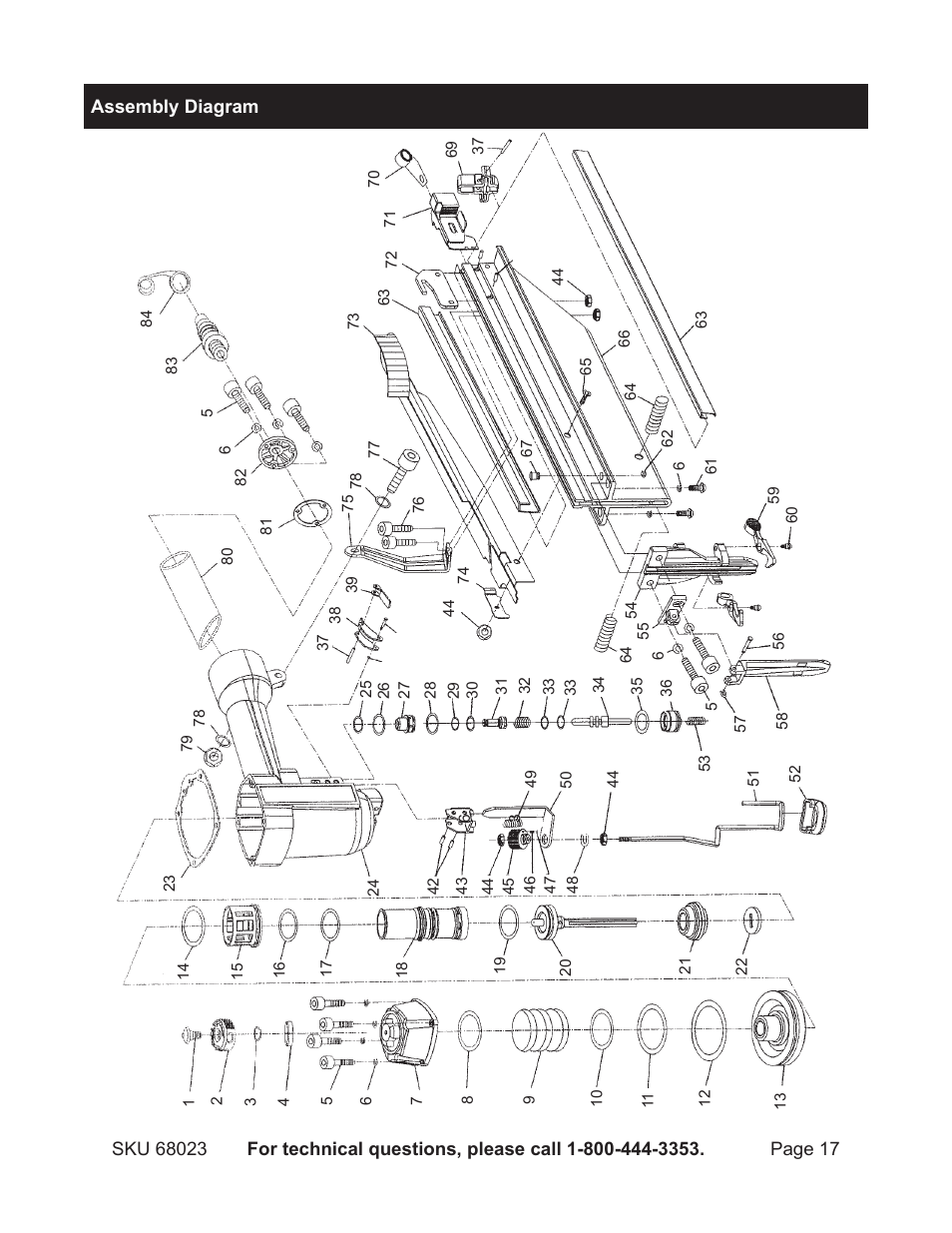 Harbor Freight Tools 16 gauge air finish nailer 68023 User Manual | Page 17 / 18