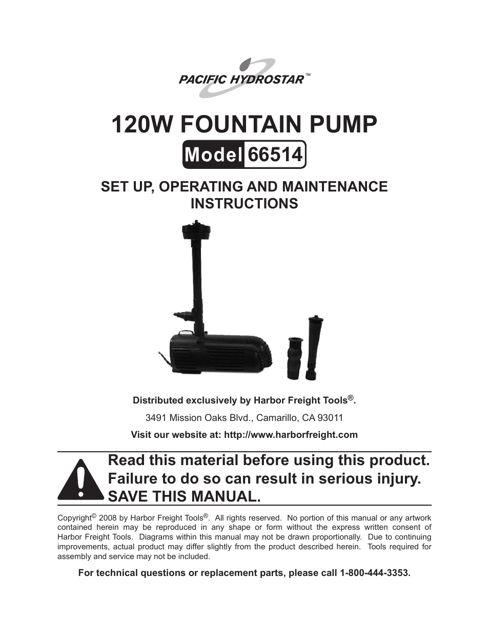 Harbor Freight Tools 66514 User Manual | 8 pages