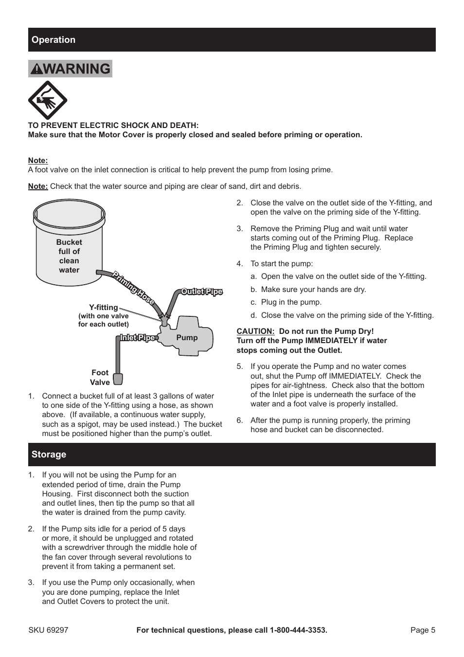 Harbor Freight Tools Clear Water Pump 69297 User Manual | Page 5 / 8
