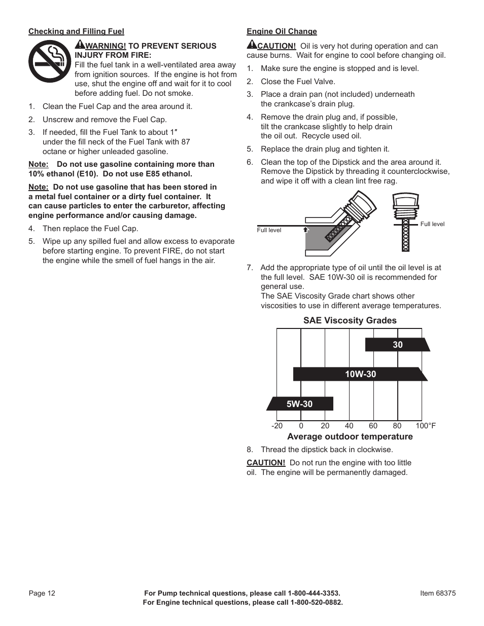 Harbor Freight Tools 2" Gasoline Powered Clear Water Pump 68375 User Manual | Page 14 / 24