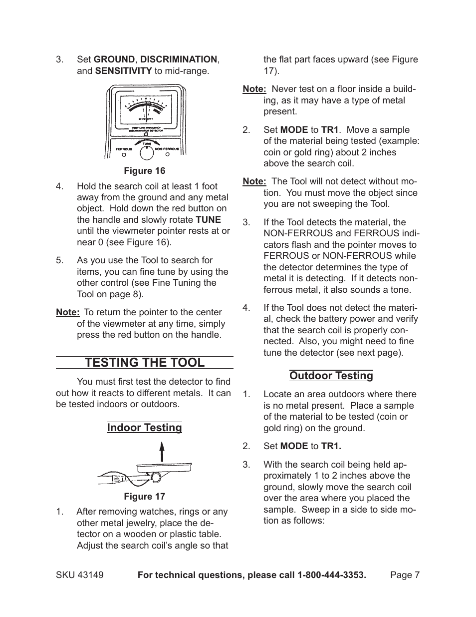 Testing the tool | Harbor Freight Tools 43149 User Manual | Page 7 / 11