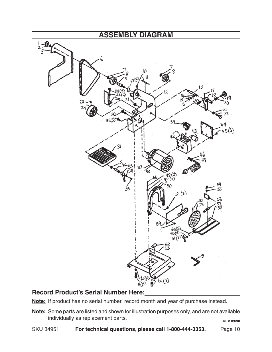 Assembly diagram | Harbor Freight Tools 34951 User Manual | Page 10 / 10