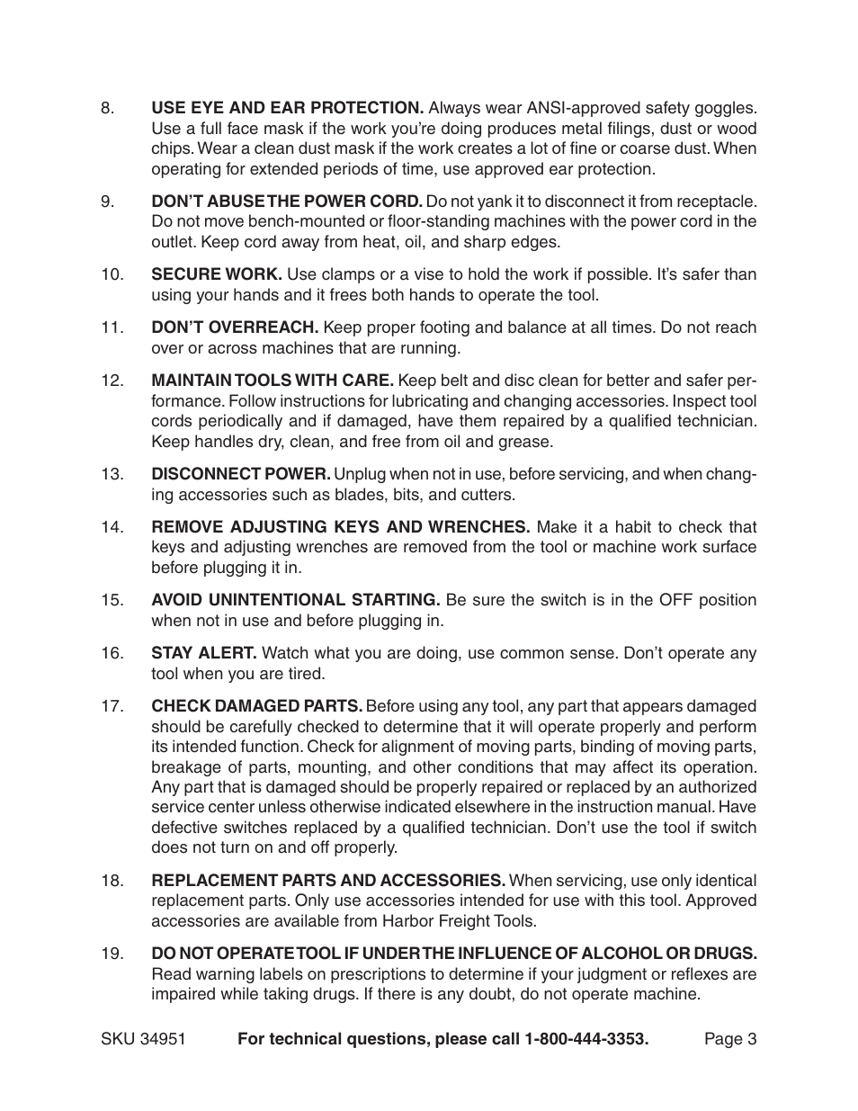 Harbor Freight Tools 34951 User Manual | Page 3 / 10