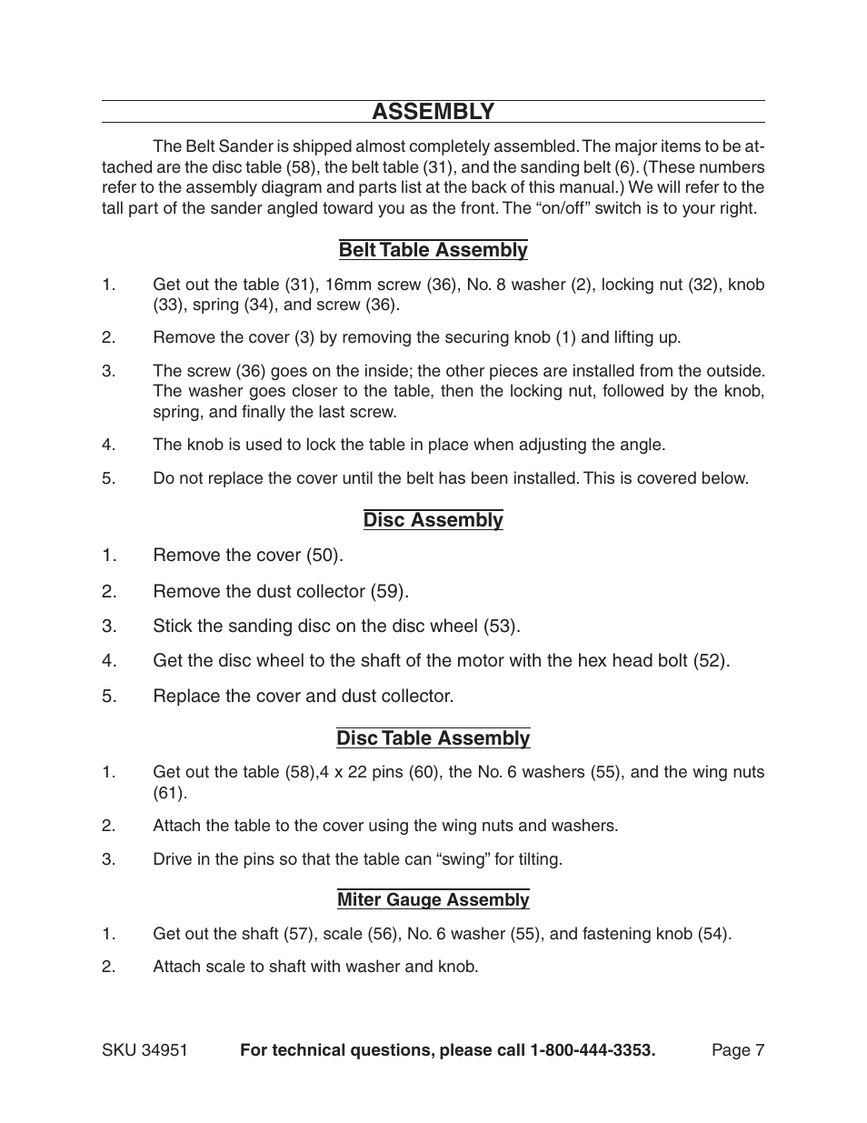 Assembly | Harbor Freight Tools 34951 User Manual | Page 7 / 10