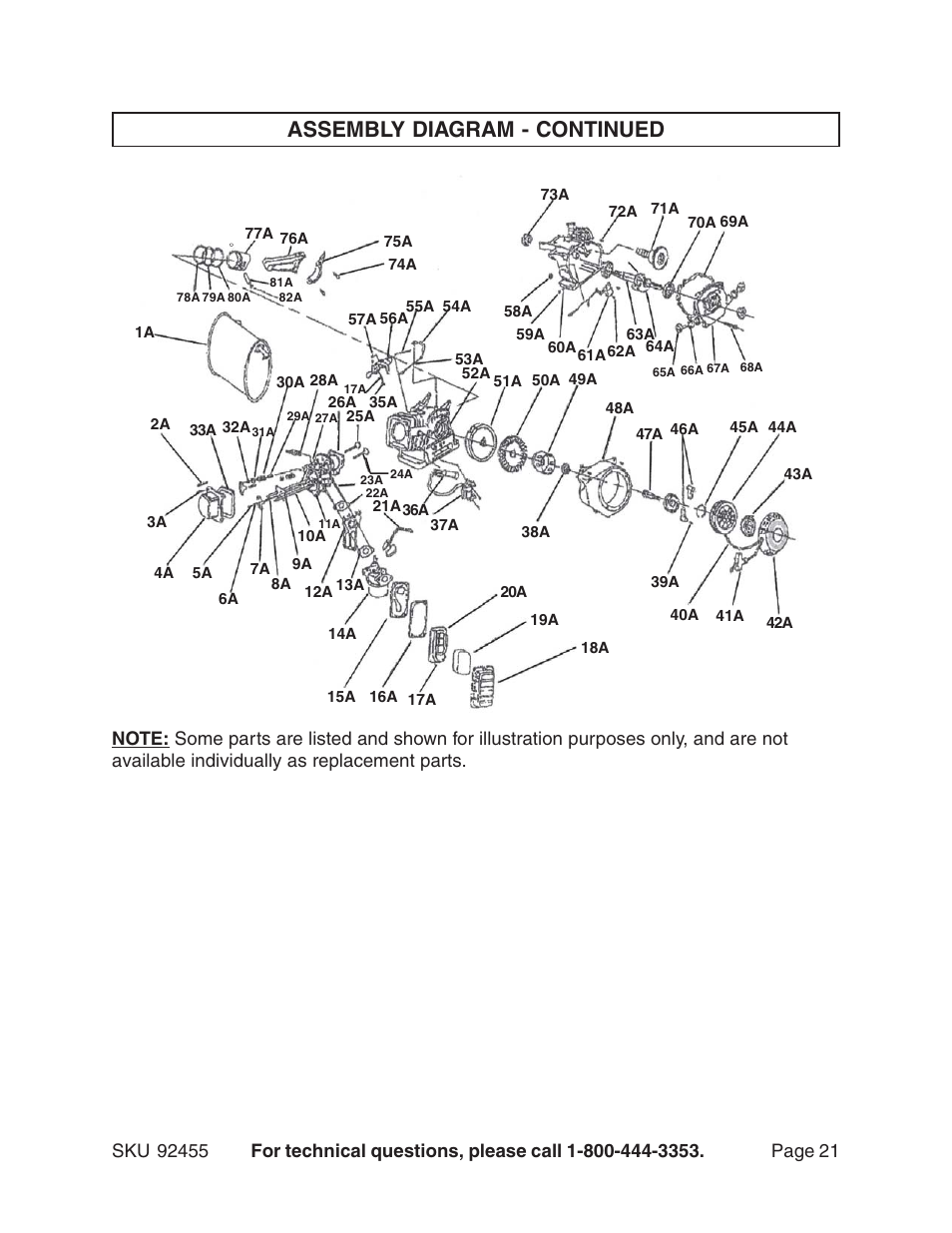 Assembly diagram - continued | Harbor Freight Tools 92455 User Manual | Page 21 / 24