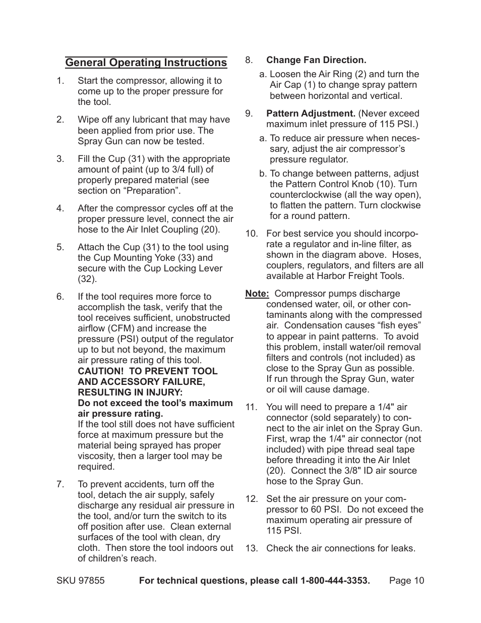 Harbor Freight Tools Heavy Duty Air Paint Spray Gun 97855 User Manual | Page 10 / 19