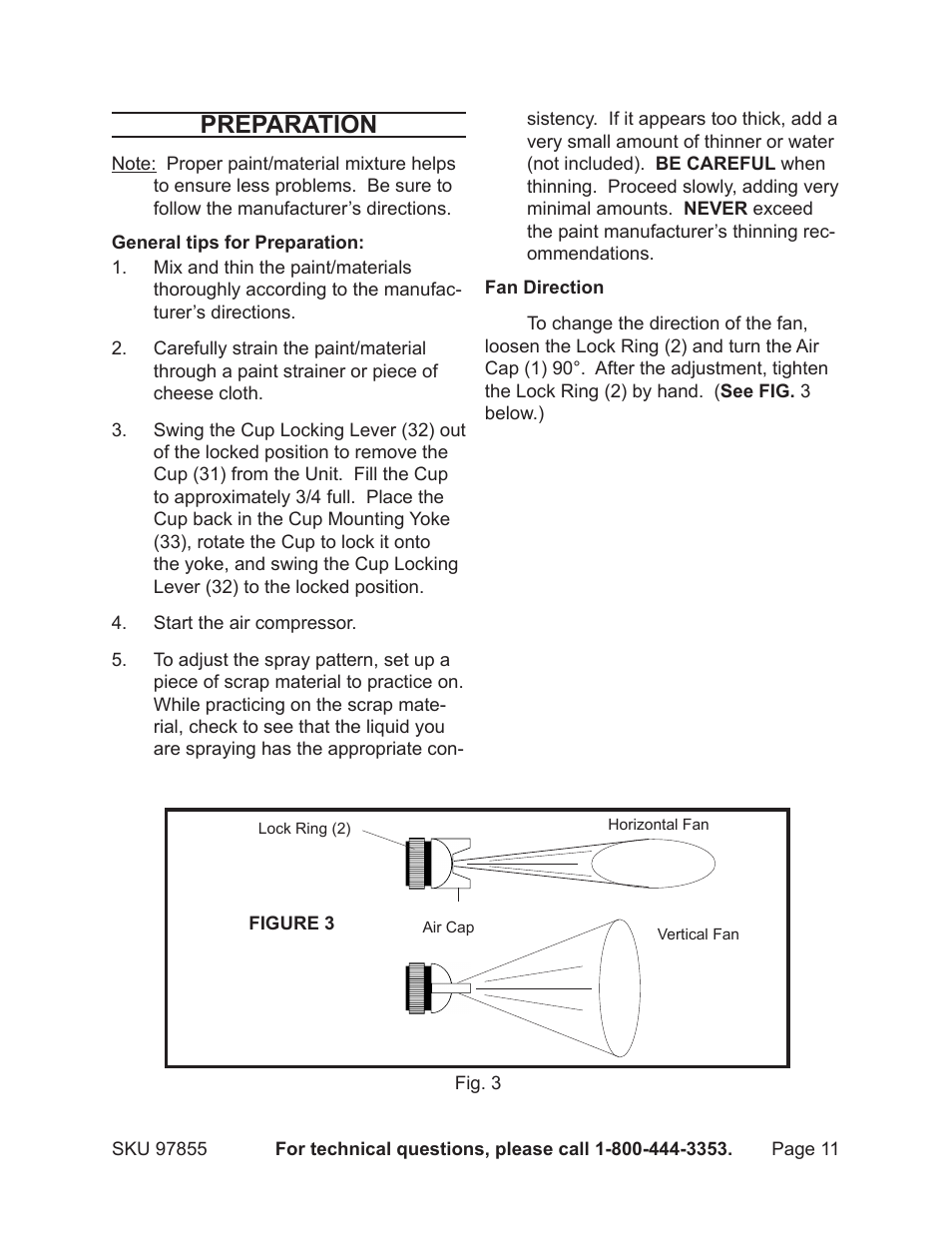 Preparation | Harbor Freight Tools Heavy Duty Air Paint Spray Gun 97855 User Manual | Page 11 / 19