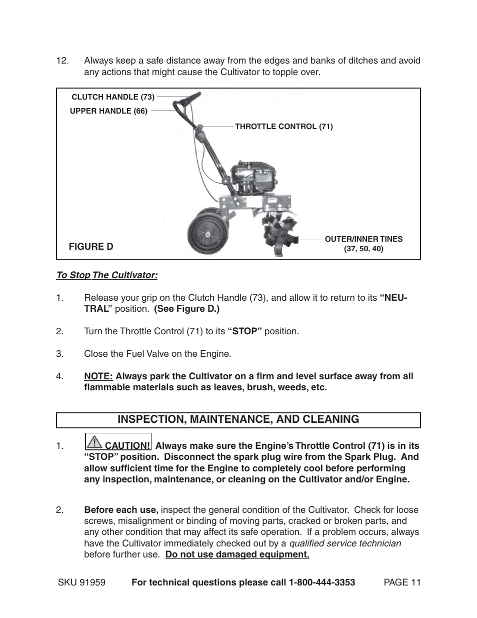 Harbor Freight Tools BUMBLE BEE 91959 User Manual | Page 11 / 14