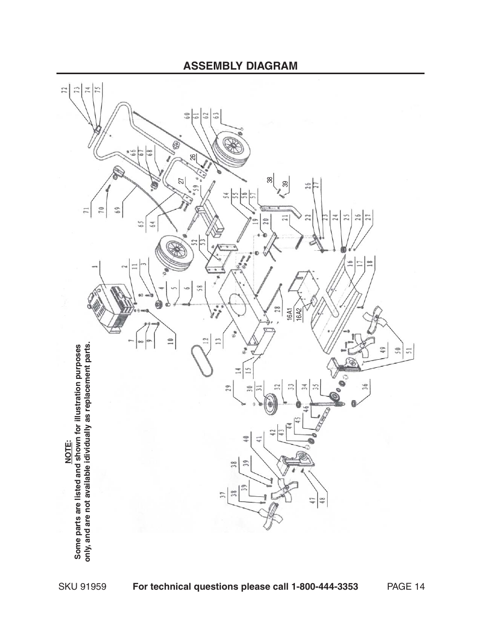 Assembly diagram | Harbor Freight Tools BUMBLE BEE 91959 User Manual | Page 14 / 14