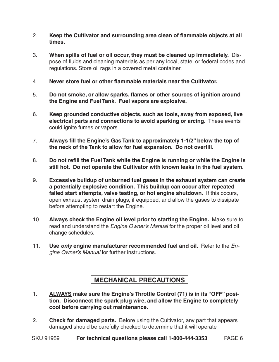 Harbor Freight Tools BUMBLE BEE 91959 User Manual | Page 6 / 14