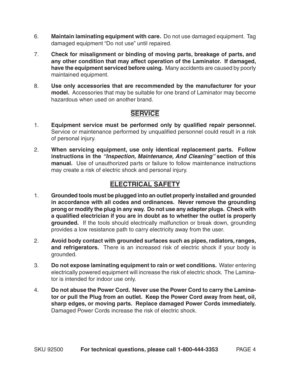 Harbor Freight Tools 92500 User Manual | Page 4 / 11
