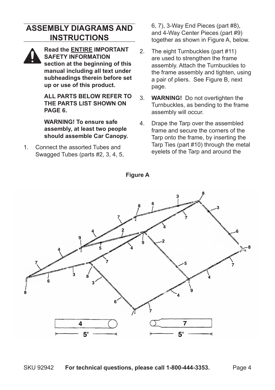 Assembly diagrams and instructions | Harbor Freight Tools BIG TOP 92942 User Manual | Page 4 / 6