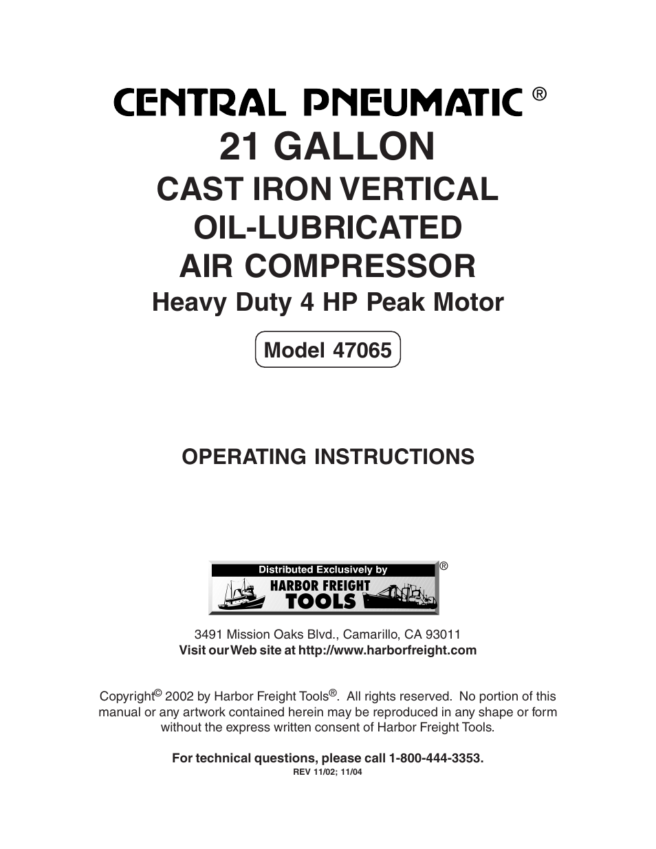 Harbor Freight Tools 47065 User Manual | 10 pages