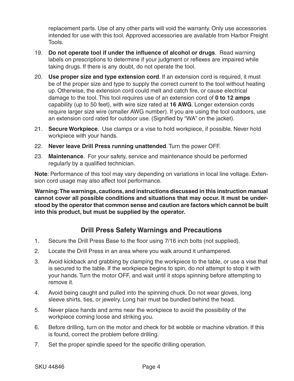 Harbor Freight Tools CENTRAL MACHINERY 44846 User Manual | Page 4 / 15