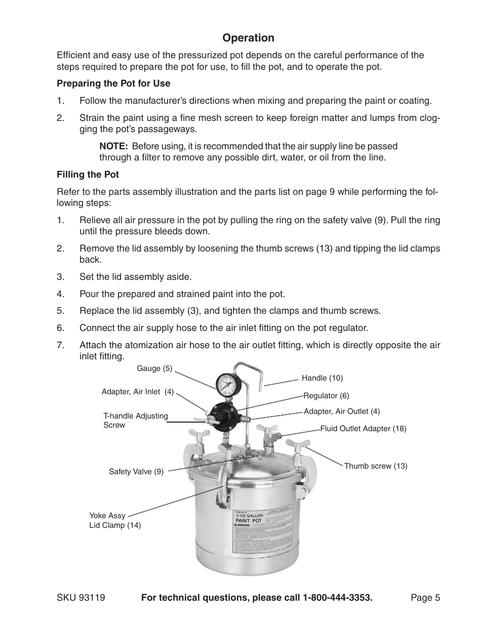 Operation | Harbor Freight Tools 93119 User Manual | Page 5 / 8