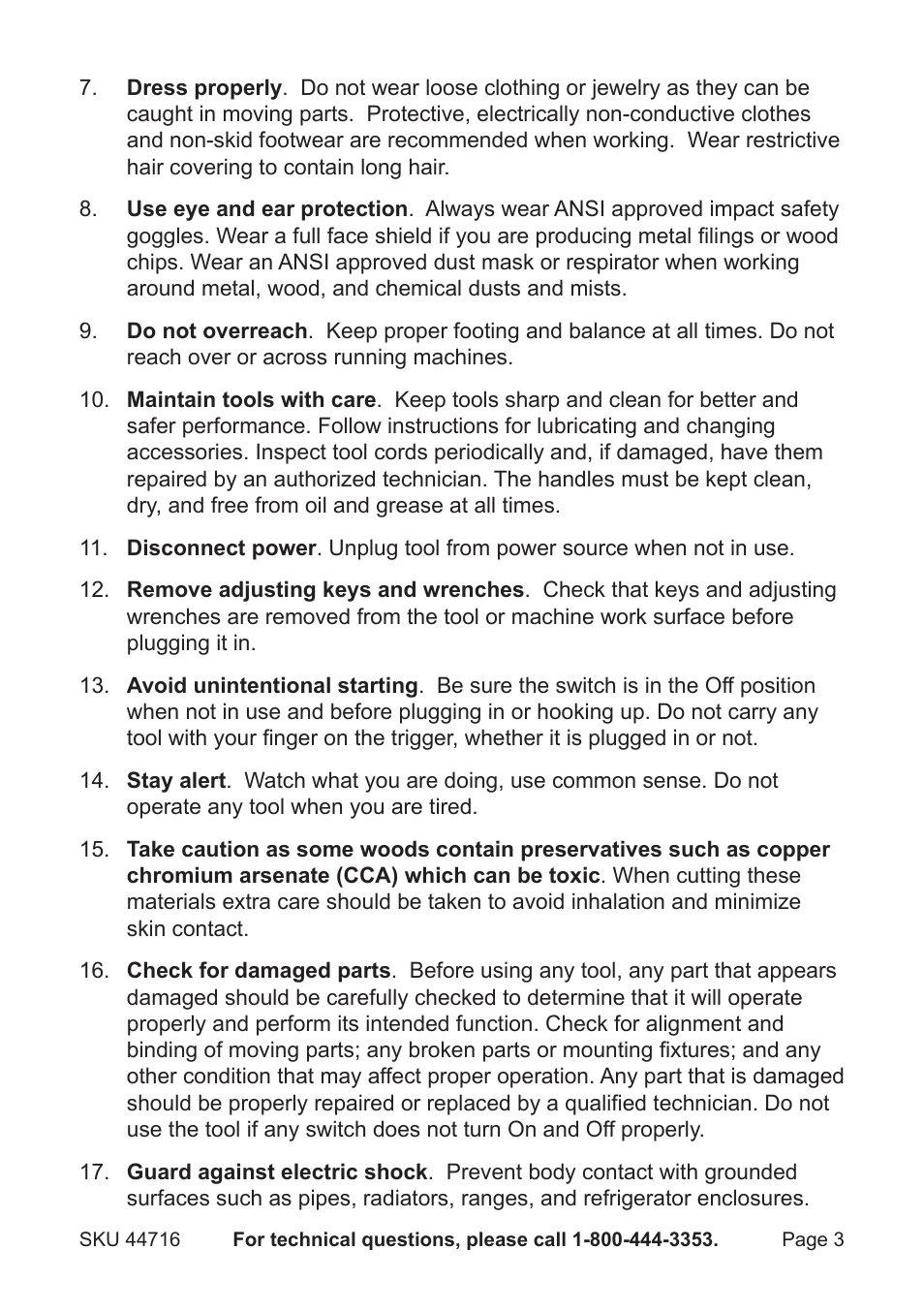 Harbor Freight Tools 44716 User Manual | Page 3 / 9