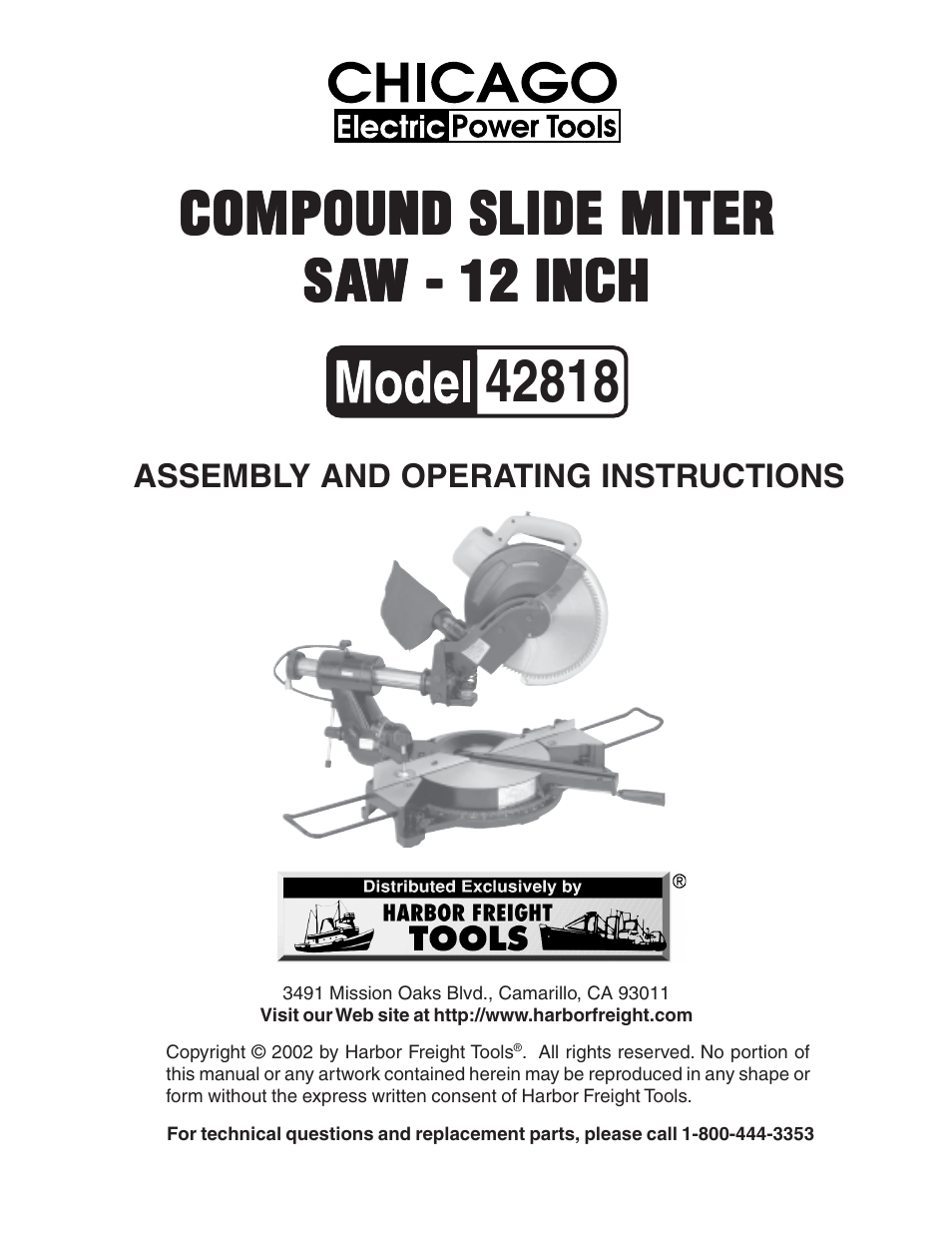 Harbor Freight Tools 42818 User Manual | 15 pages