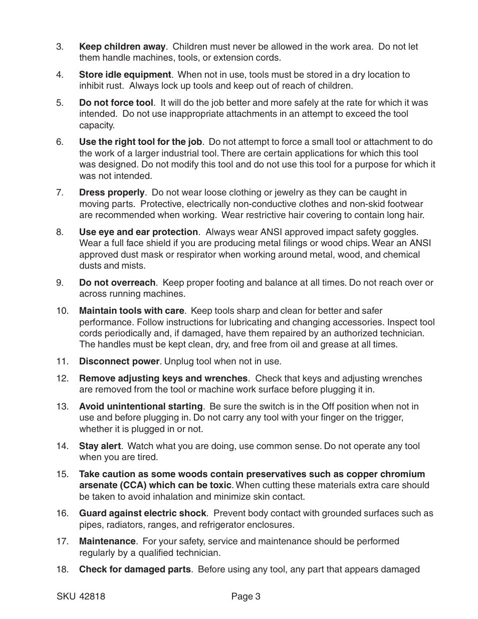 Harbor Freight Tools 42818 User Manual | Page 3 / 15