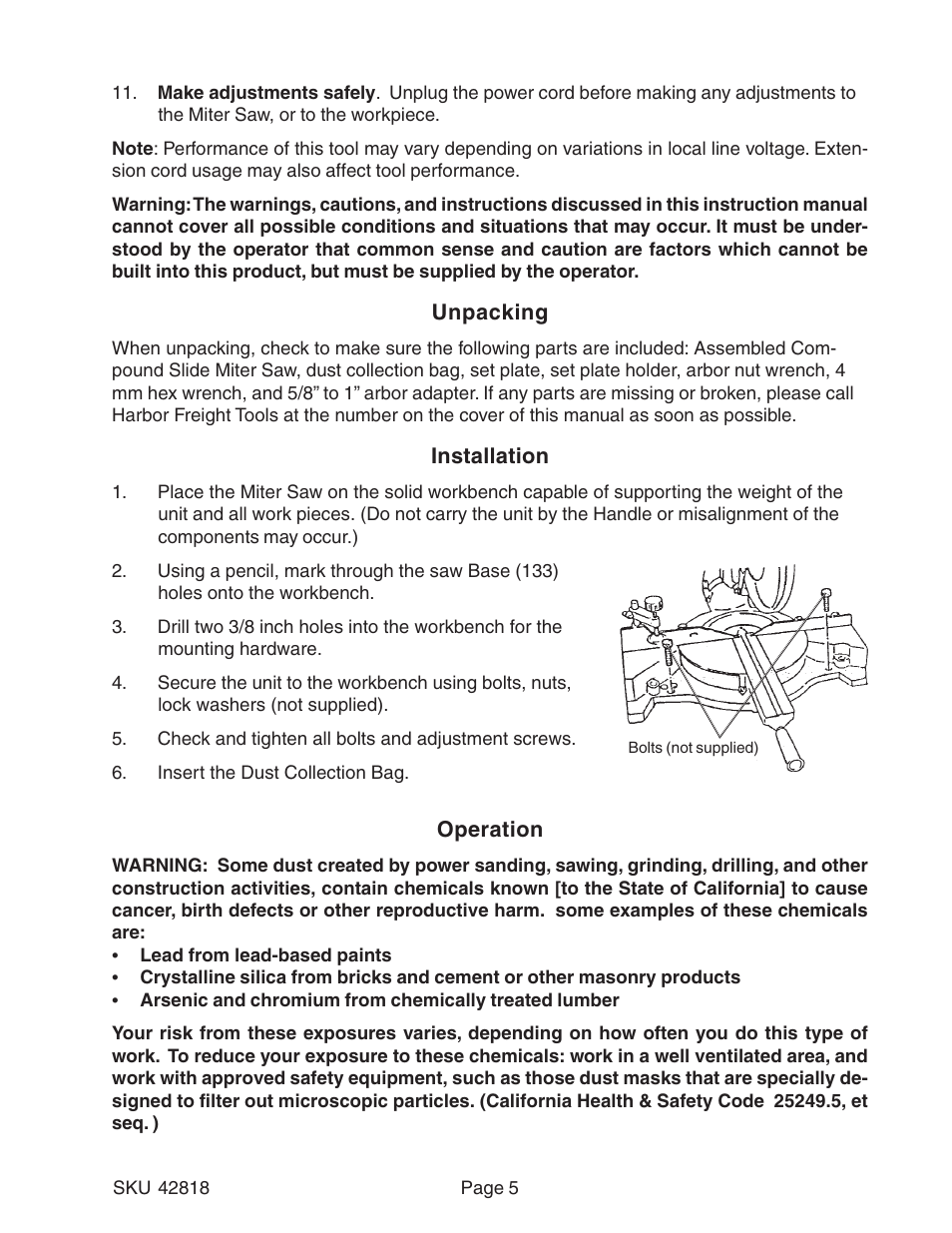 Harbor Freight Tools 42818 User Manual | Page 5 / 15