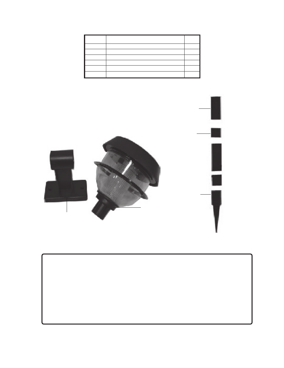 Parts list assembly drawing | Harbor Freight Tools SOLAR LIGHT WITH WALL MOUNT AND STAKE 90729 User Manual | Page 7 / 7