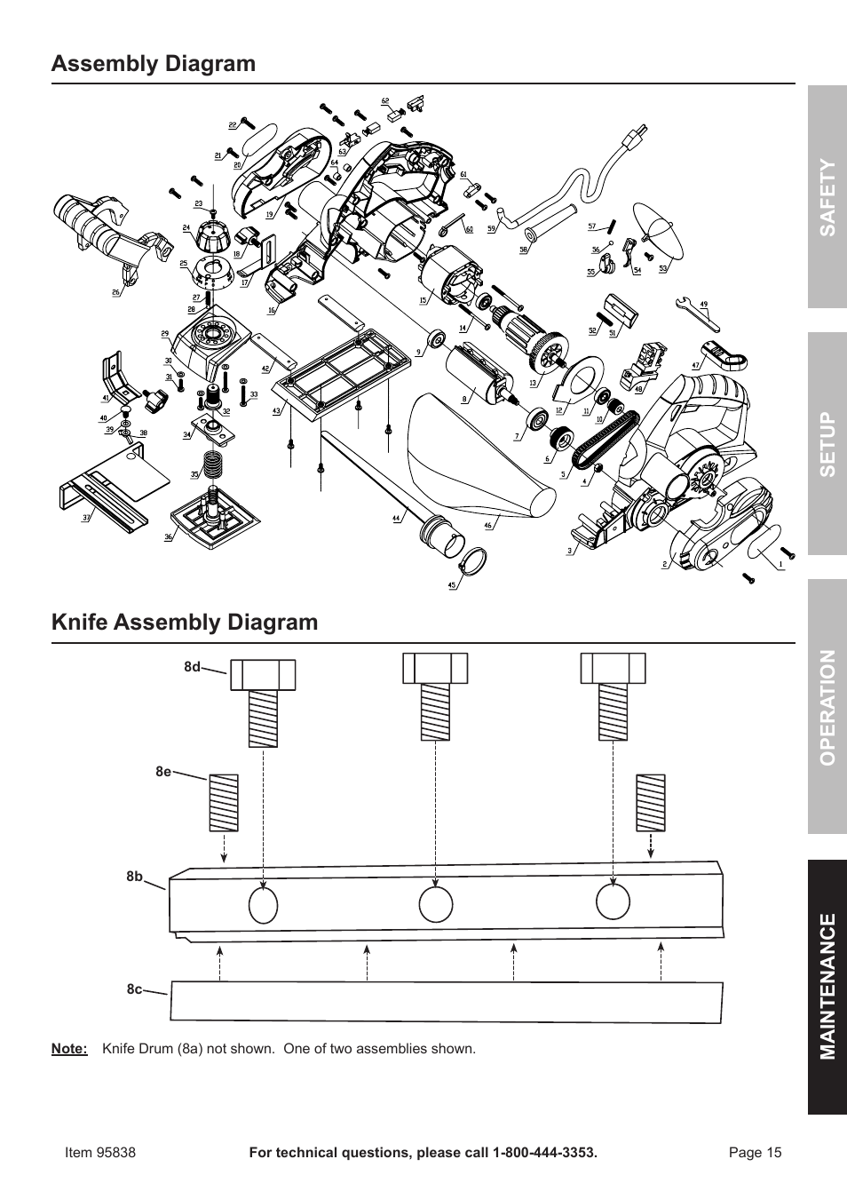 Assembly diagram knife assembly diagram | Harbor Freight Tools 95838 User Manual | Page 15 / 16