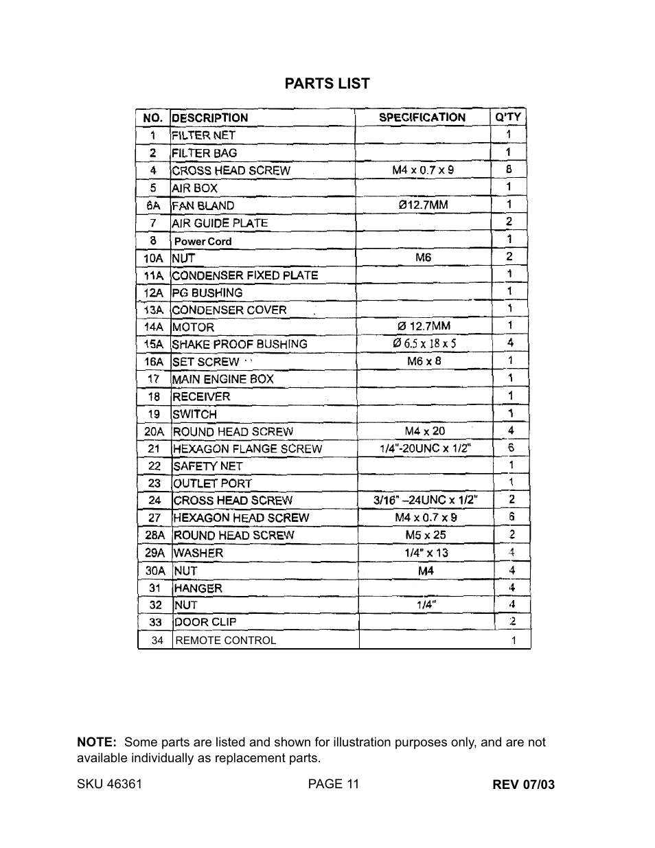 Harbor Freight Tools 46361 User Manual | Page 11 / 11