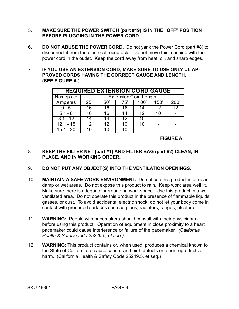 Harbor Freight Tools 46361 User Manual | Page 4 / 11