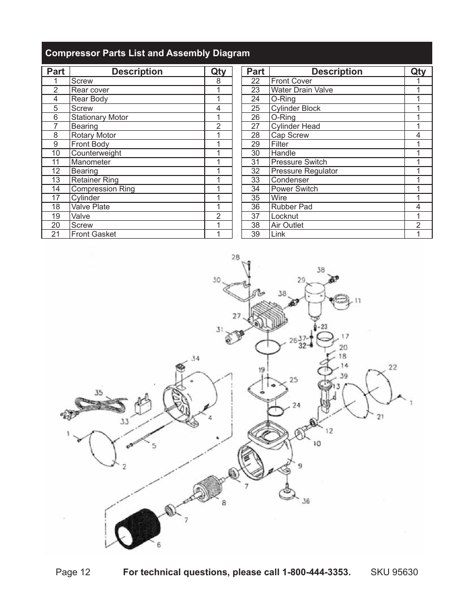 Harbor Freight Tools 95630 User Manual | Page 12 / 14