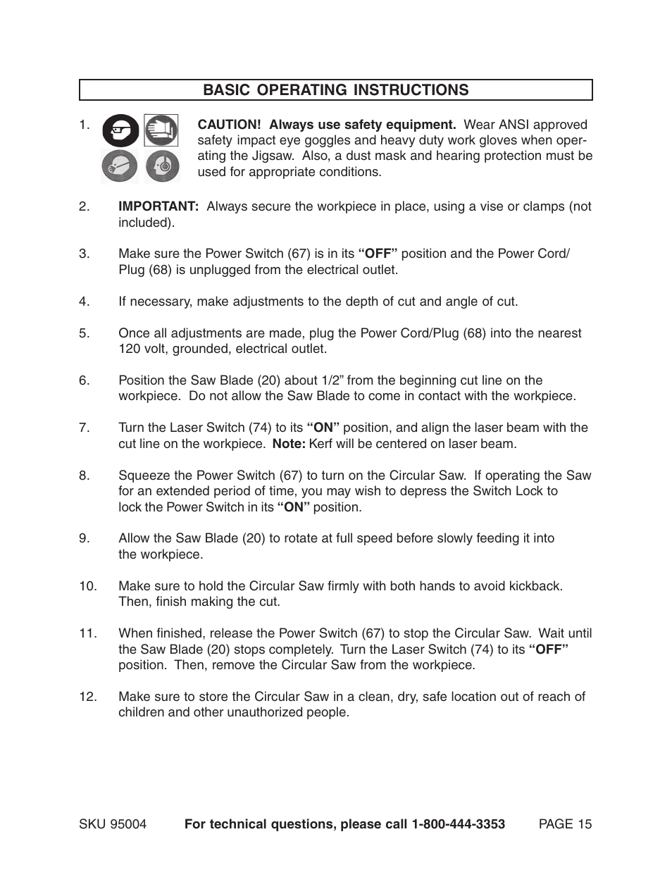 Harbor Freight Tools 95004 User Manual | Page 15 / 20