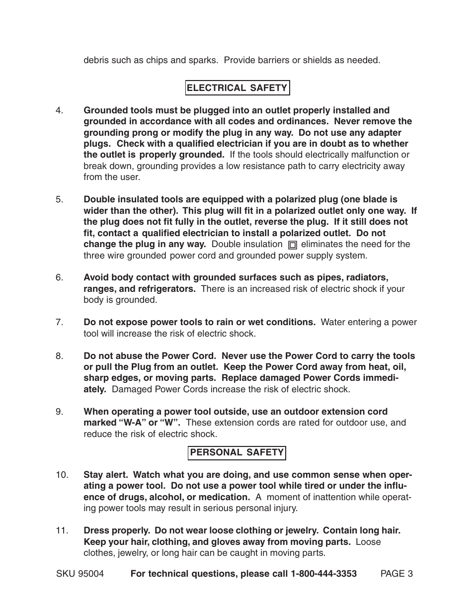 Harbor Freight Tools 95004 User Manual | Page 3 / 20