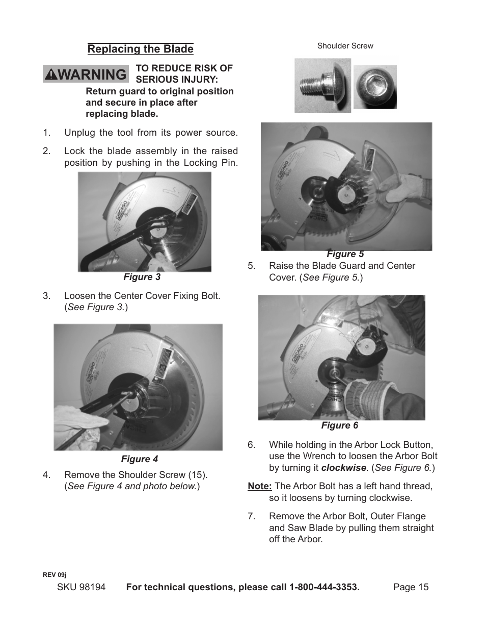 Warning | Harbor Freight Tools 98194 User Manual | Page 15 / 24