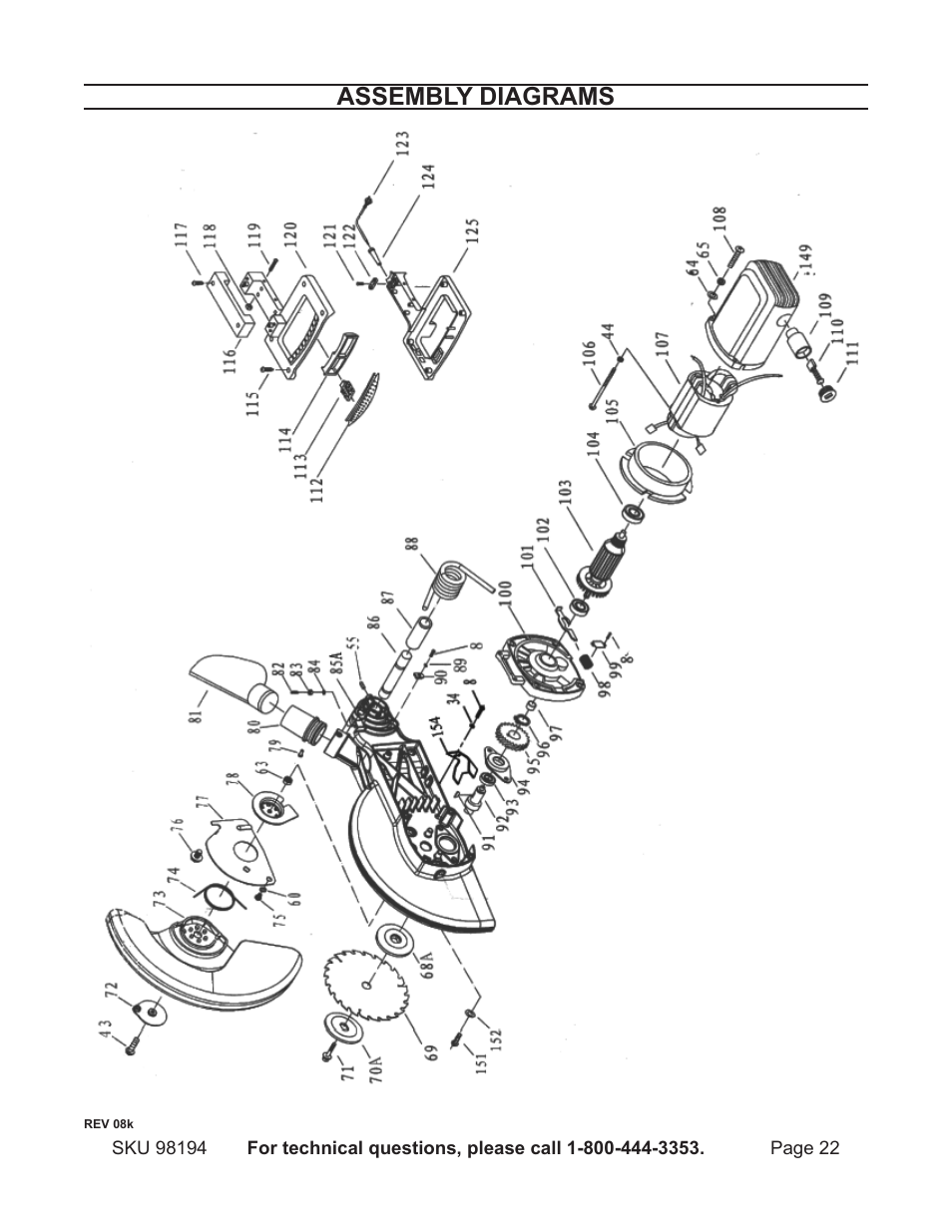 Assembly diagrams | Harbor Freight Tools 98194 User Manual | Page 22 / 24