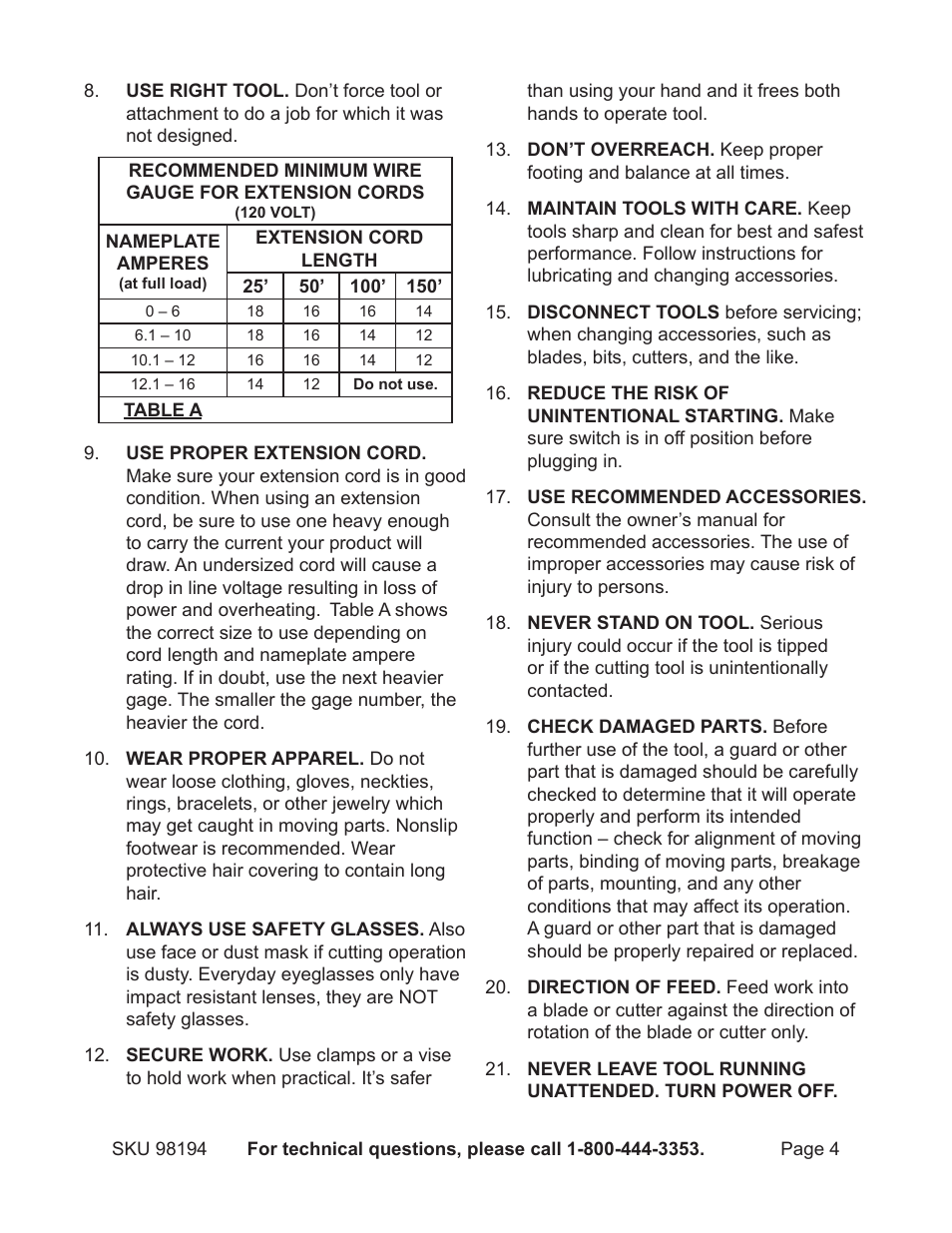 Harbor Freight Tools 98194 User Manual | Page 4 / 24
