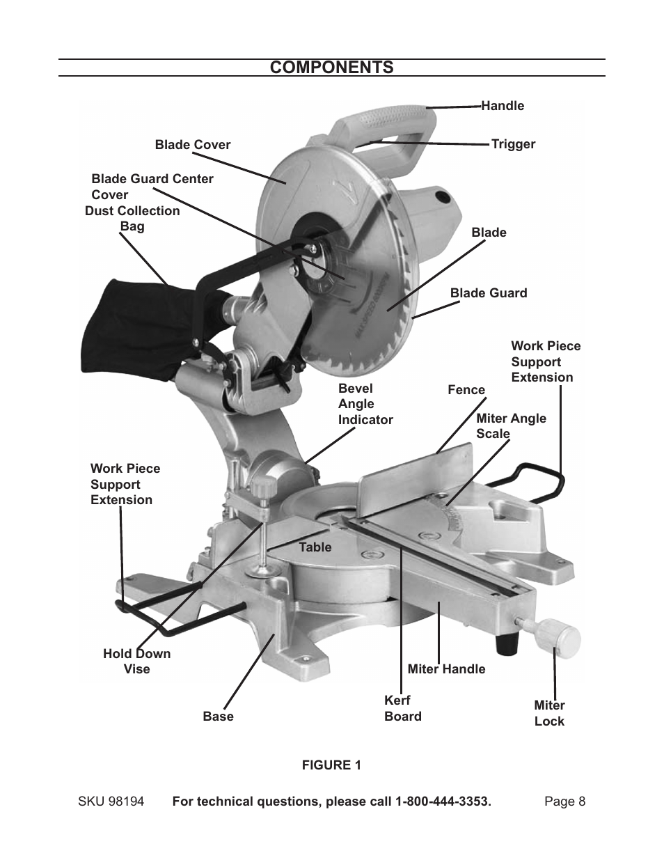 Components | Harbor Freight Tools 98194 User Manual | Page 8 / 24