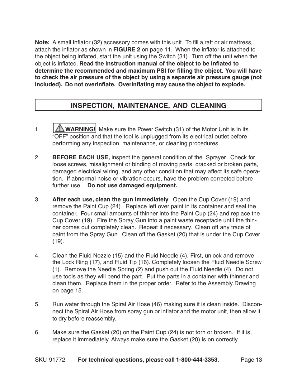 Harbor Freight Tools 91772 User Manual | Page 13 / 15