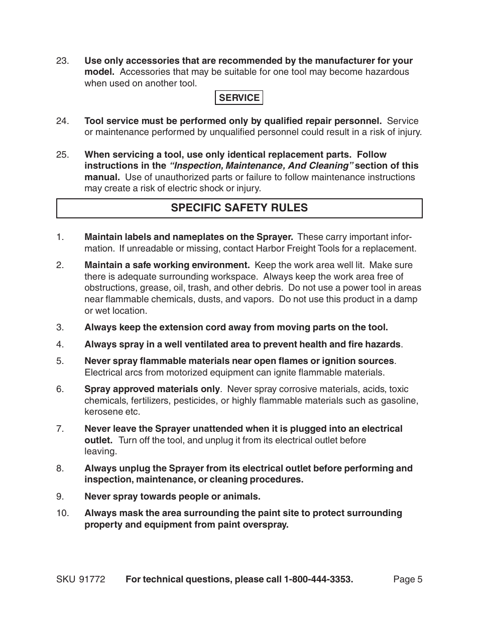 Harbor Freight Tools 91772 User Manual | Page 5 / 15