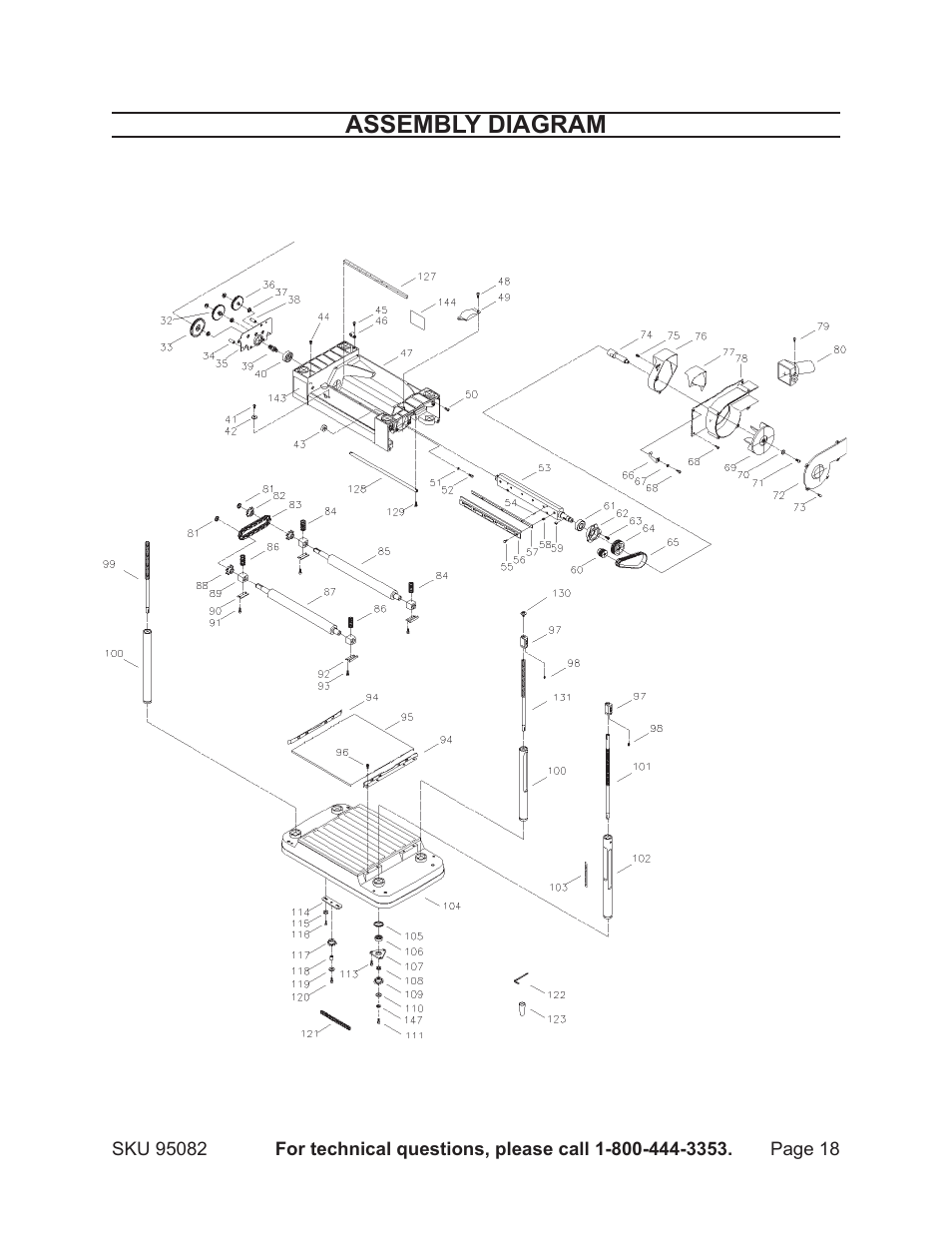 Assembly diagram | Harbor Freight Tools 95082 User Manual | Page 18 / 21