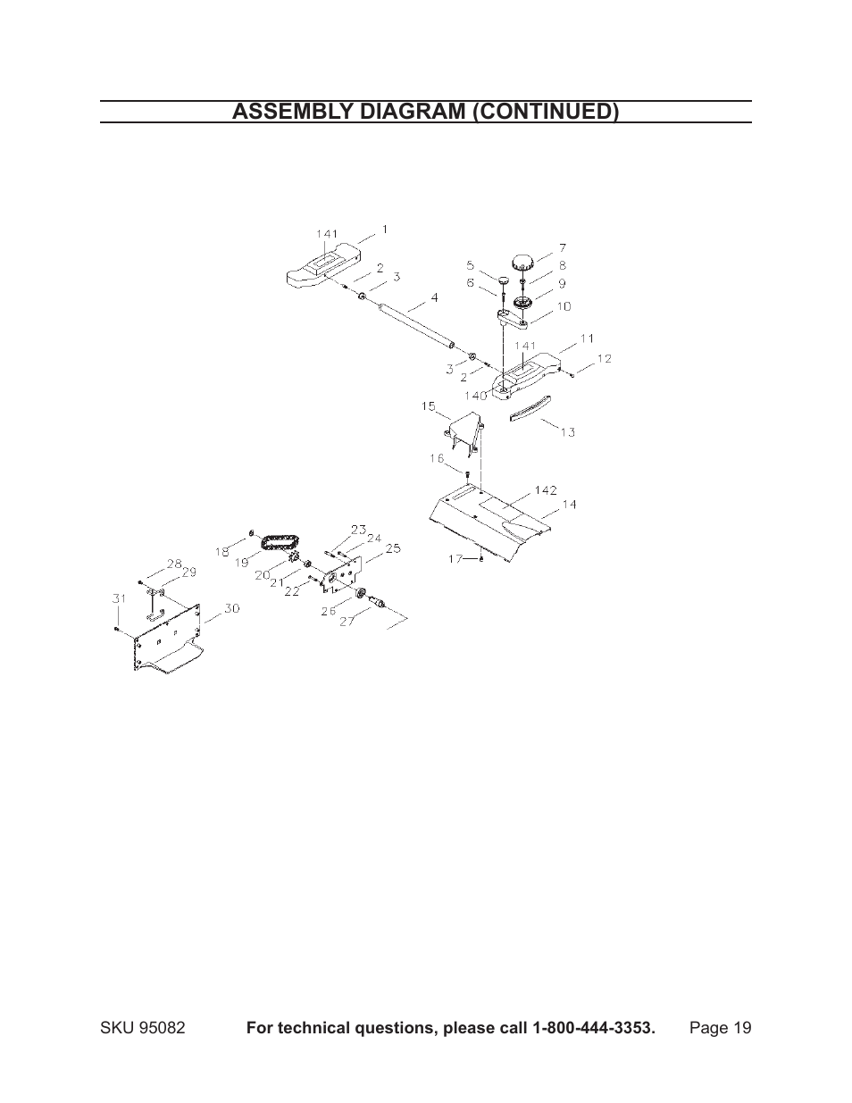 Assembly diagram (continued) | Harbor Freight Tools 95082 User Manual | Page 19 / 21