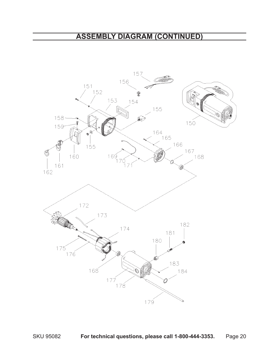 Assembly diagram (continued) | Harbor Freight Tools 95082 User Manual | Page 20 / 21