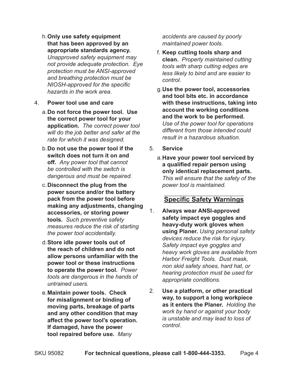 Harbor Freight Tools 95082 User Manual | Page 4 / 21