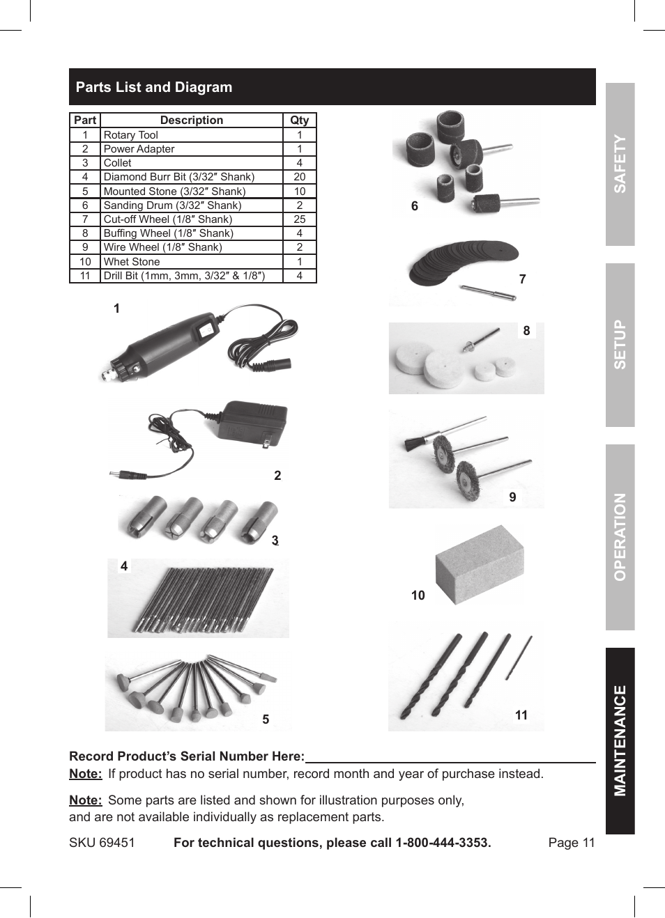 Harbor Freight Tools 80 PIECE Rotary Tool Set ITEM 69451 User Manual | Page 11 / 12
