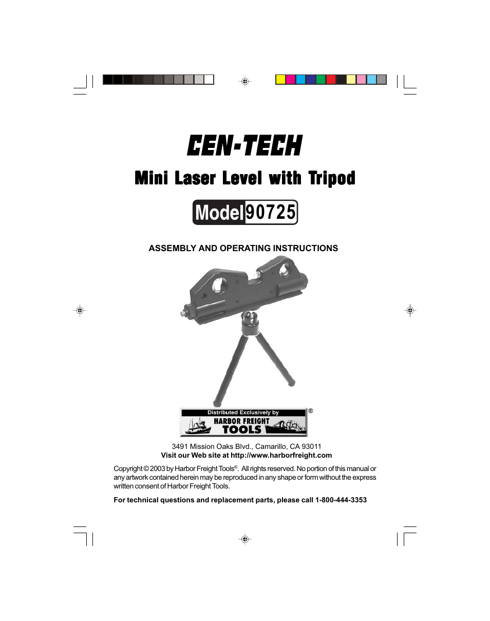 Harbor Freight Tools 90725 User Manual | 6 pages