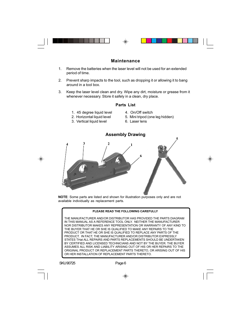 Harbor Freight Tools 90725 User Manual | Page 6 / 6