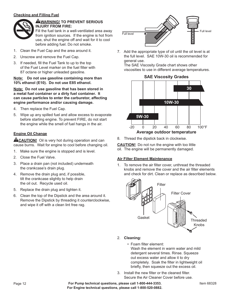 Harbor Freight Tools Pacific Hydrostar 1-1/2" Gasoline Powered Clear Water Pump 68328 User Manual | Page 14 / 24