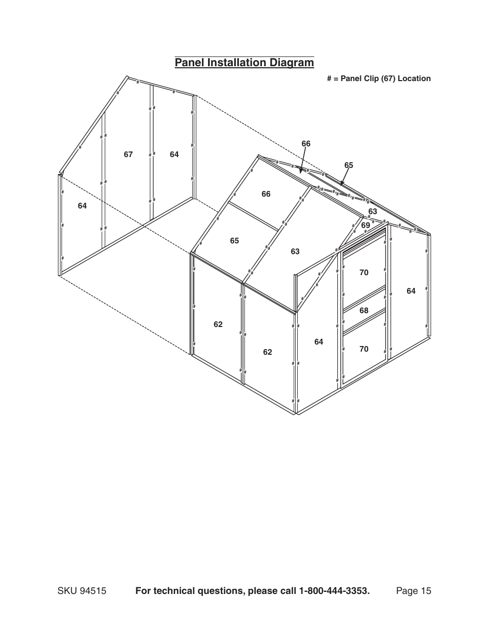 Panel installation diagram | Harbor Freight Tools 94515 User Manual | Page 15 / 18