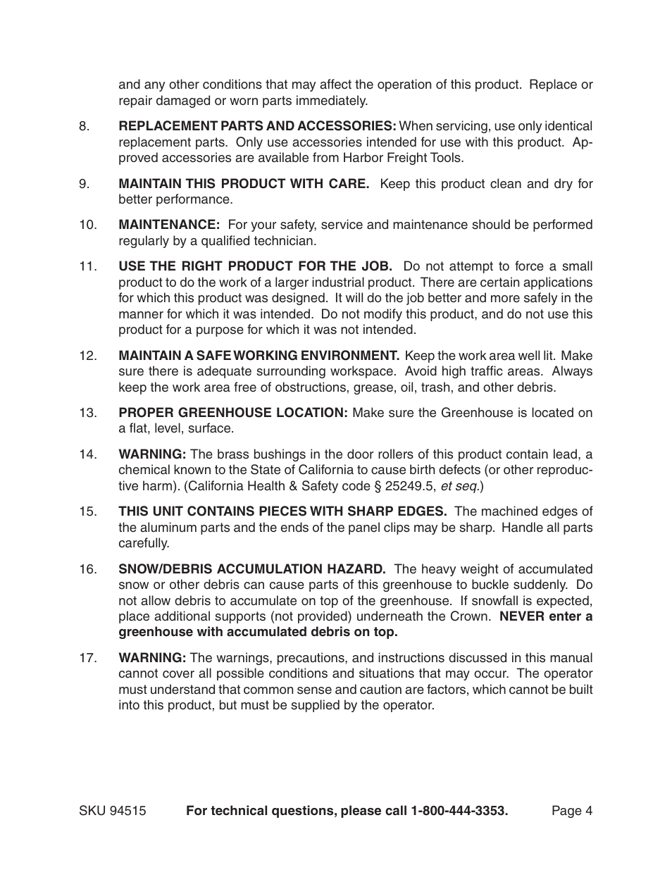 Harbor Freight Tools 94515 User Manual | Page 4 / 18